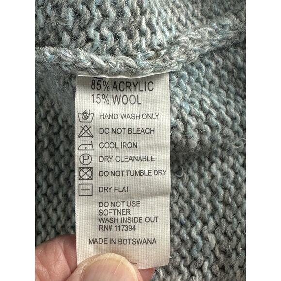 Napoliello Men’s Wool Blend Sweater Sz L Pullover Blue Gray Preppy Winter - Picture 10 of 10